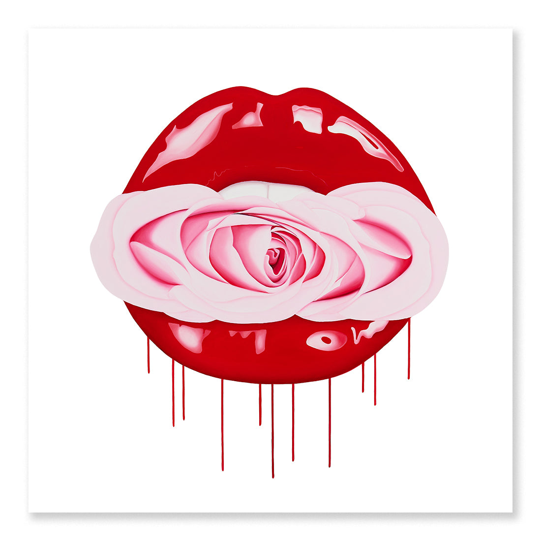 Sara Pope woman artist, lips & flower print, limited edition