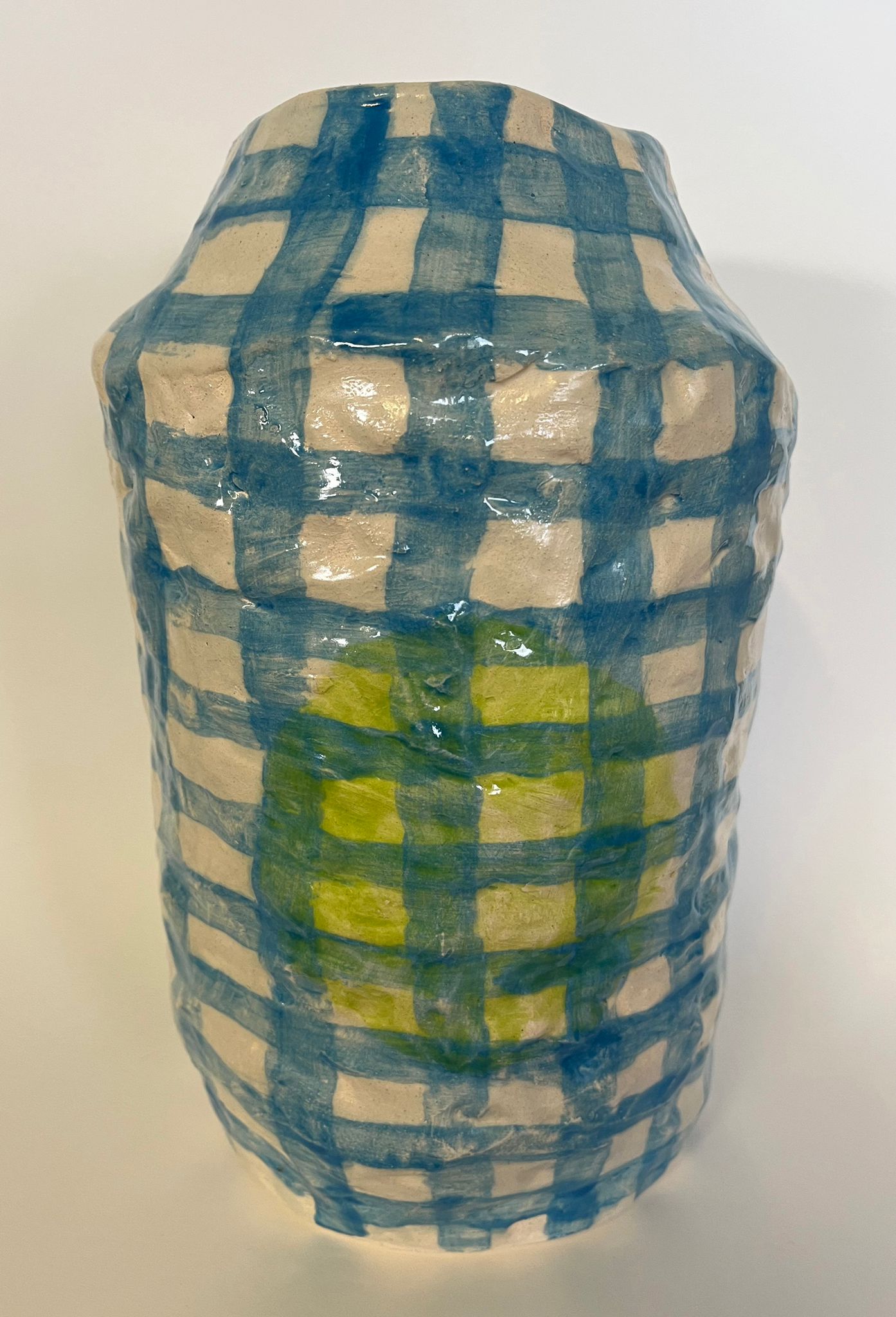 Plastic Chair On Blue Gingham
