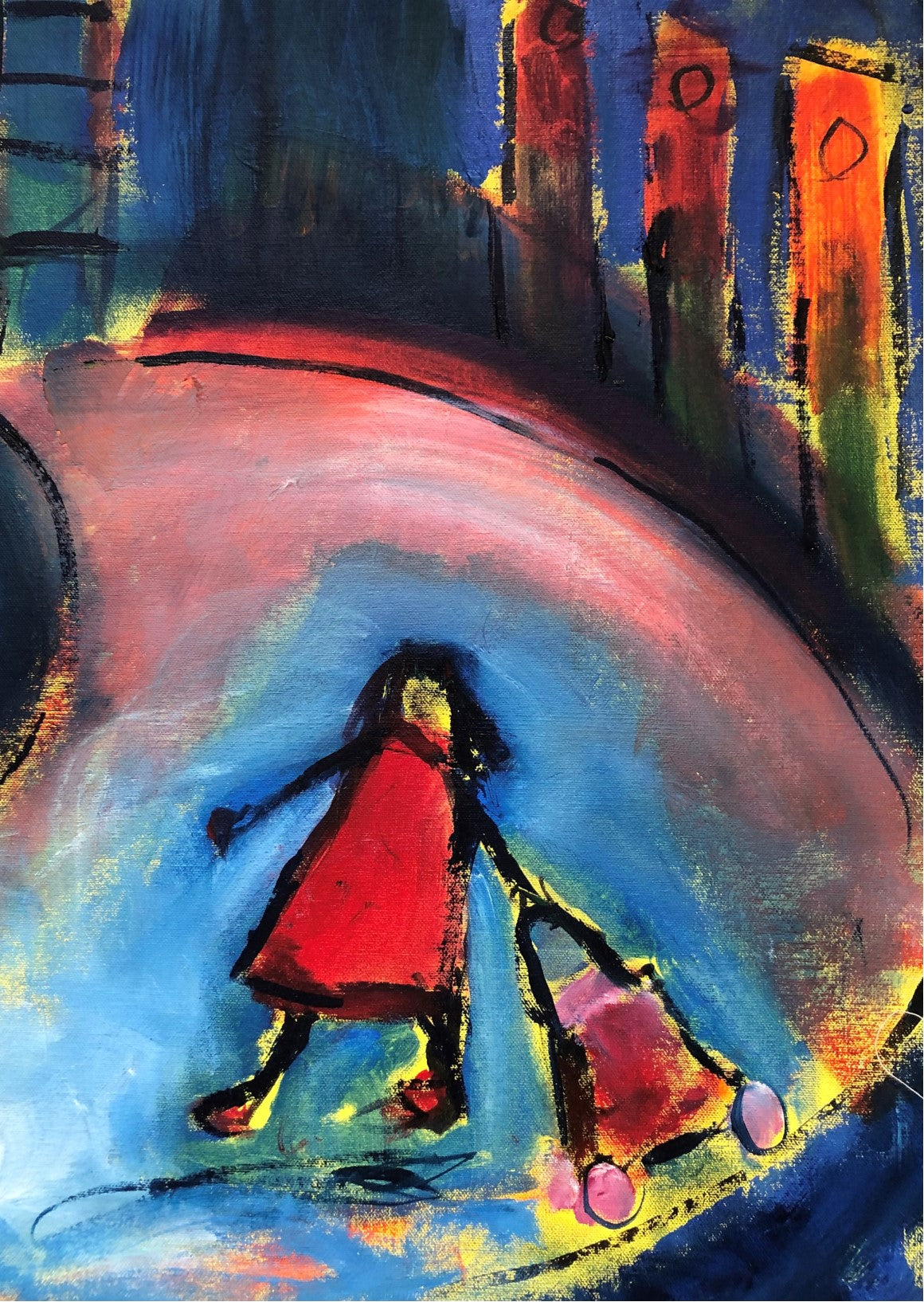 Woman with Pink Roller