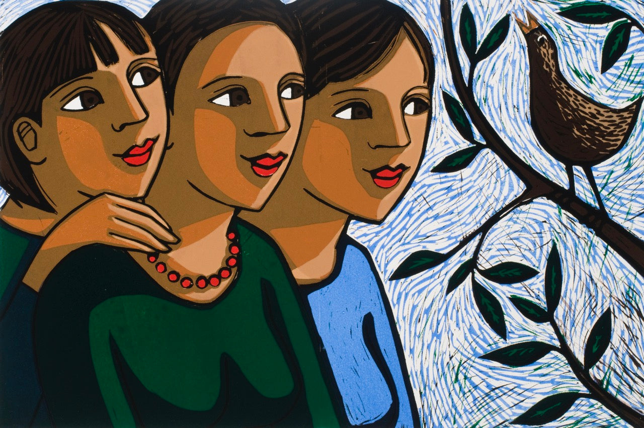 Mother & Daughters with Bird