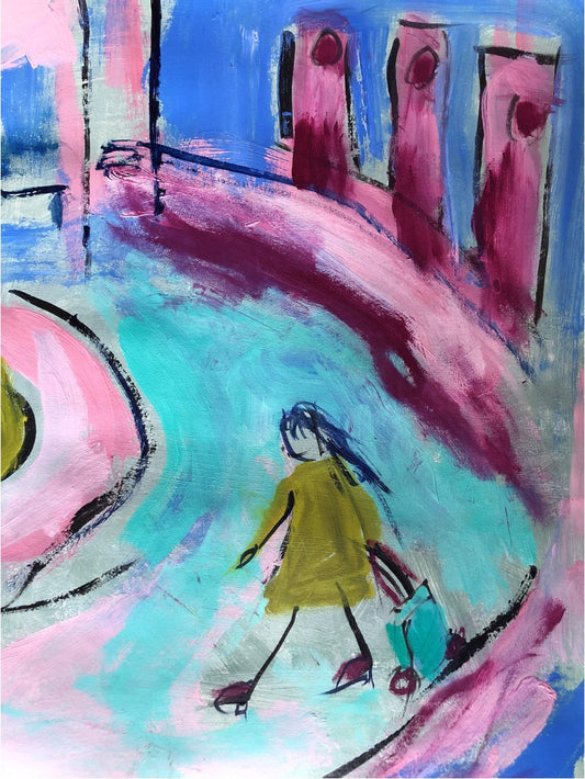 Woman with Turquoise Roller